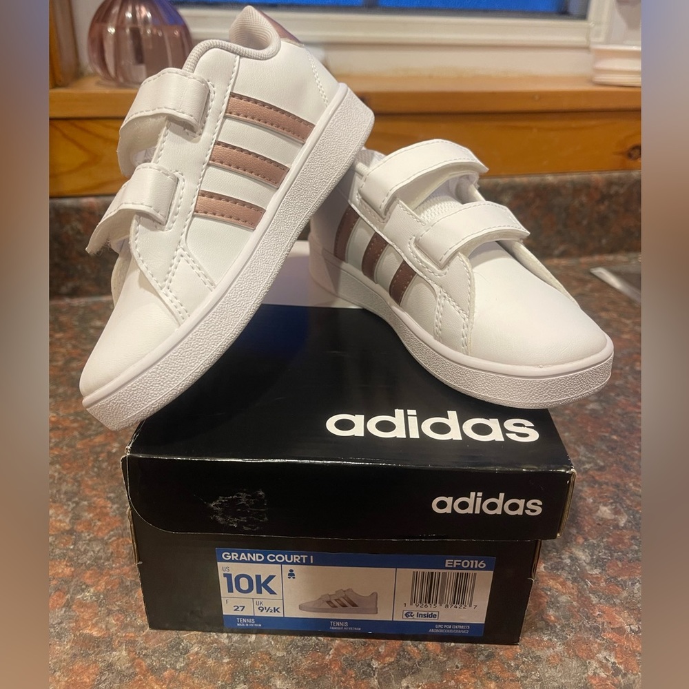 Rose gold size 10 adidas grand court sneakers